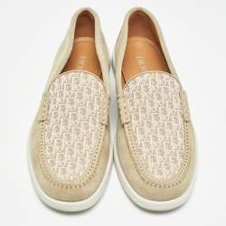 Dior Grey Suede and Canvas Granville Loafers Size 41