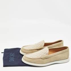 Dior Grey Suede and Canvas Granville Loafers Size 41