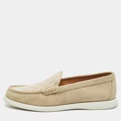 Dior Grey Suede and Canvas Granville Loafers Size 41