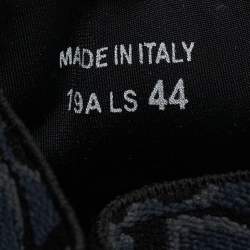 Pre Owned Dior Black/Navy Blue Leather and Oblique Canvas Sandals Size 44