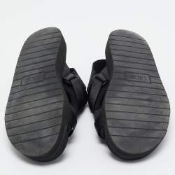 Pre Owned Dior Black/Navy Blue Leather and Oblique Canvas Sandals Size 44