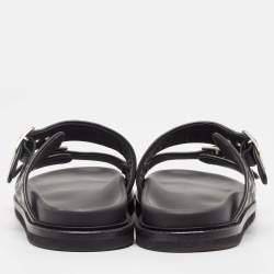 Dior Blue/Black Oblique Canvas and Leather Aqua Slides Size 45