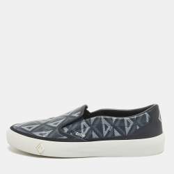 Dior Blue Canvas Leather Slip On Sneakers Size 45