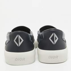 Dior Blue Canvas Leather Slip On Sneakers Size 45