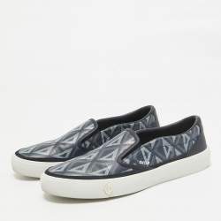 Dior Blue Canvas Leather Slip On Sneakers Size 45