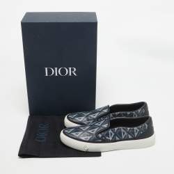 Dior Blue Canvas Leather Slip On Sneakers Size 45