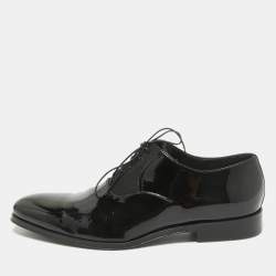 Dior Black Patent Leather Lace Up Oxfords Size 41.5