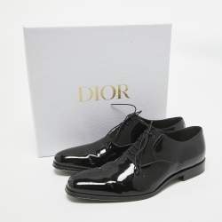 Dior Black Patent Leather Lace Up Oxfords Size 41.5