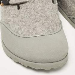 Dior X Birkenstock Grey Fur and Leather Slingback Mules Size 44