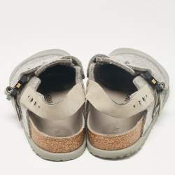 Dior X Birkenstock Grey Fur and Leather Slingback Mules Size 44