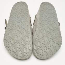 Dior X Birkenstock Grey Fur and Leather Slingback Mules Size 44