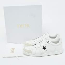 Dior White Leather and Suede Low Top Sneakers Size 41.5