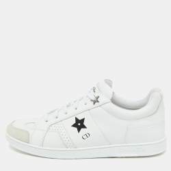 Dior White Leather and Suede Low Top Sneakers Size 41.5