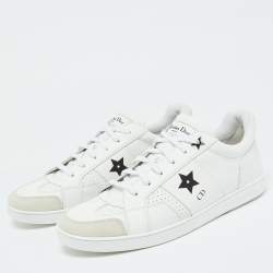 Dior White Leather and Suede Low Top Sneakers Size 41.5