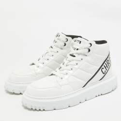 Dior White Nylon and Patent Leather D-Player Sneakers Size 39.5