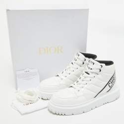 Dior White Nylon and Patent Leather D-Player Sneakers Size 39.5