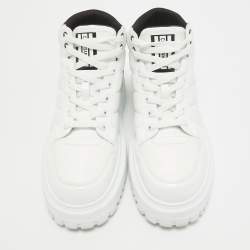 Dior White Nylon and Patent Leather D-Player Sneakers Size 39.5