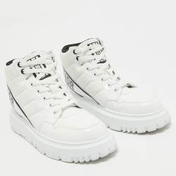 Dior White Nylon and Patent Leather D-Player Sneakers Size 39.5