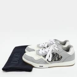 Dior Grey/White Leather and Oblique Fabric B27 Low Top Sneakers Size 43.5