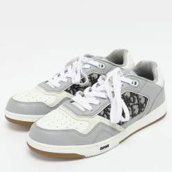 Dior Grey/White Leather and Oblique Fabric B27 Low Top Sneakers Size 43.5
