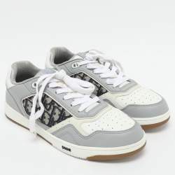Dior Grey/White Leather and Oblique Fabric B27 Low Top Sneakers Size 43.5