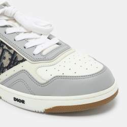 Dior Grey/White Leather and Oblique Fabric B27 Low Top Sneakers Size 43.5