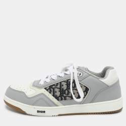 Dior Grey/White Leather and Oblique Fabric B27 Low Top Sneakers Size 43.5