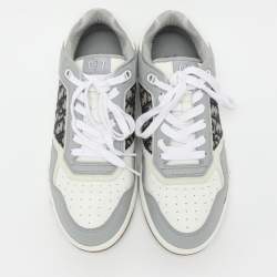 Dior Grey/White Leather and Oblique Fabric B27 Low Top Sneakers Size 43.5
