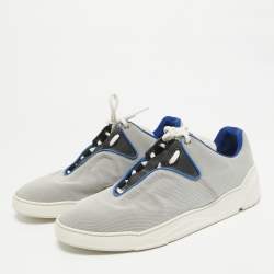 Dior Grey/Blue Canvas Lace Up Sneakers Size 43