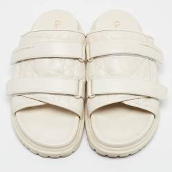 Dior Cream Quilted Leather Mules Size 41