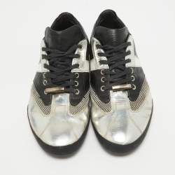 Dior Black/Silver Leather Logo Low Top Sneakers Size 39