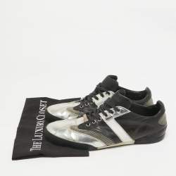 Dior Black/Silver Leather Logo Low Top Sneakers Size 39