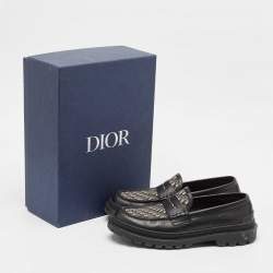 Pre Owned Dior Black Jacquard and Leather Explorer Loafers Size 42.5