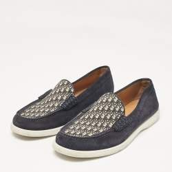 Dior Navy Blue Suede and Canvas Granville Slip On Sneakers Size 40