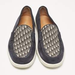 Dior Navy Blue Suede and Canvas Granville Slip On Sneakers Size 40