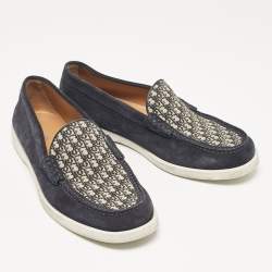Dior Navy Blue Suede and Canvas Granville Slip On Sneakers Size 40