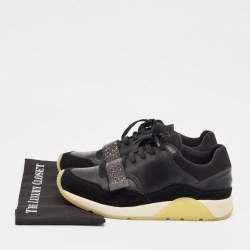 Dior Black Leather and Mesh Lace Up Sneakers Size 44