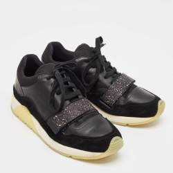 Dior Black Leather and Mesh Lace Up Sneakers Size 44
