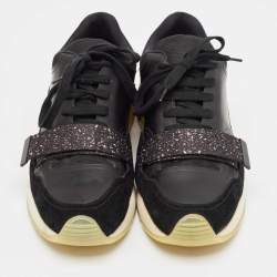 Dior Black Leather and Mesh Lace Up Sneakers Size 44