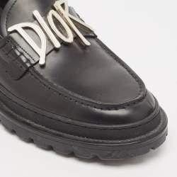 Dior x Stussy Black Leather Slip On Loafers Size 41