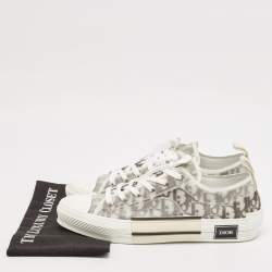 Dior Grey/White Canvas and Mesh Walk'n'Dior Lace Up Sneakers Size 45