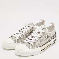 Dior Grey/White Canvas and Mesh Walk'n'Dior Lace Up Sneakers Size 45