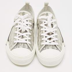 Dior Grey/White Canvas and Mesh Walk'n'Dior Lace Up Sneakers Size 45