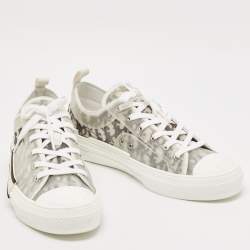 Dior Grey/White Canvas and Mesh Walk'n'Dior Lace Up Sneakers Size 45