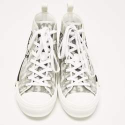 Dior White/Black Oblique Mesh and Rubber B23 Sneakers Size 42