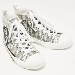 Dior White/Black Oblique Mesh and Rubber B23 Sneakers Size 42