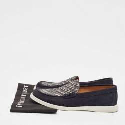 Dior Navy Blue/White Suede Granville Loafers Size 43
