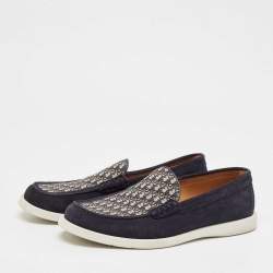 Dior Navy Blue/White Suede Granville Loafers Size 43