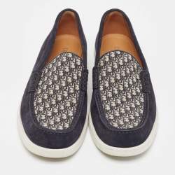 Dior Navy Blue/White Suede Granville Loafers Size 43