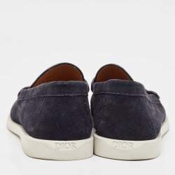 Dior Navy Blue/White Suede Granville Loafers Size 43